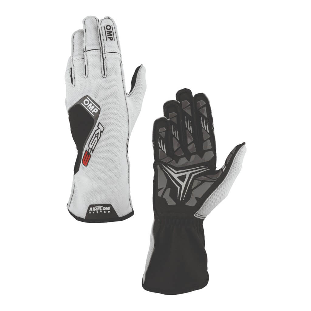 OMP KB0-2756-A01-129-004 Child Kart Gloves KS-3 MY2026, White/Black, Size 4 Photo-0