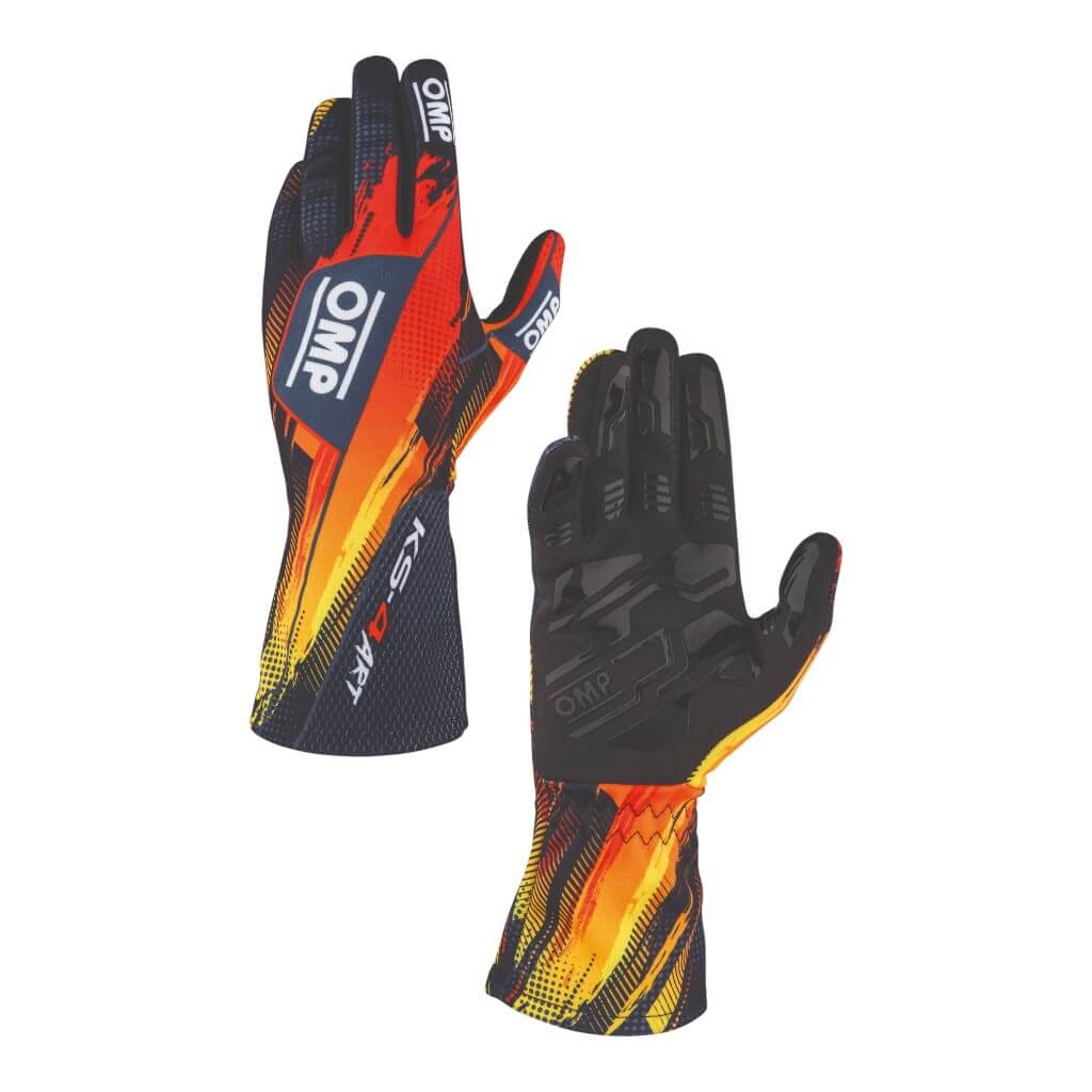 OMP KB0-2757-A01-078-004 Child Kart Gloves KS-4 Art, Black/Orange, Size 4 Photo-0