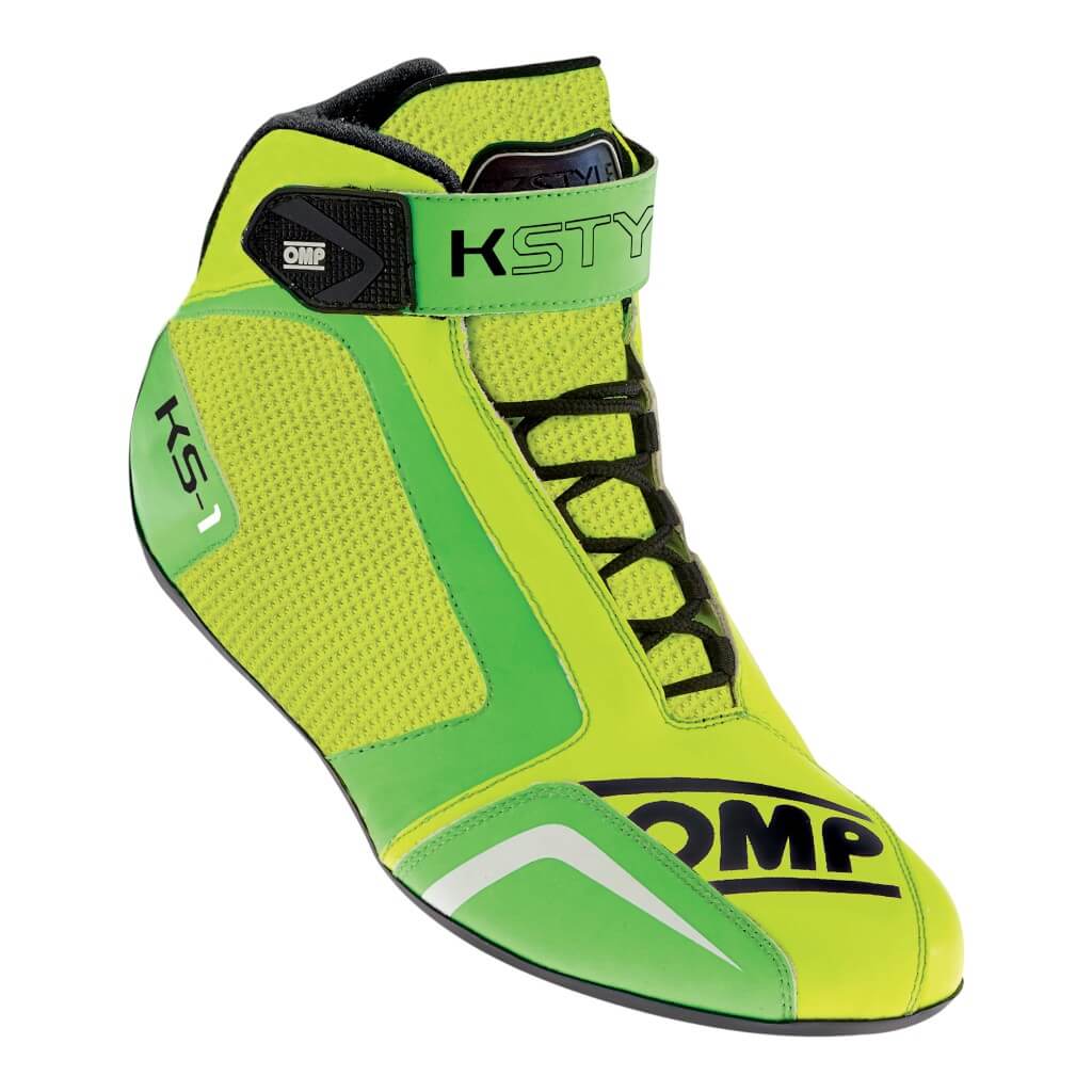 OMP KC0-0815-A01-058-32 Karting Shoes KS-1, Yellow / Green, Size 32 Photo-0