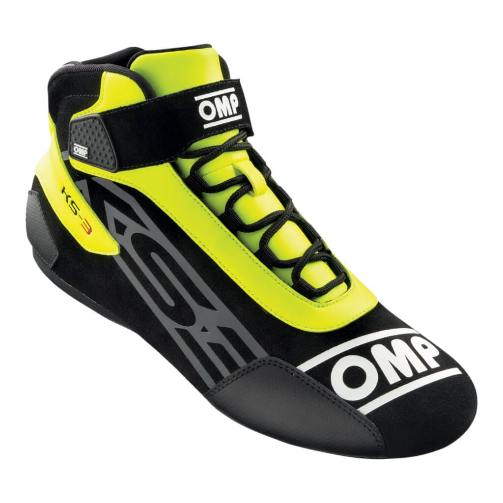 OMP KC0-0826-A01-178-43 Karting Shoes KS-3 MY2021, Black / Fluo Yellow, Size 43 Photo-0