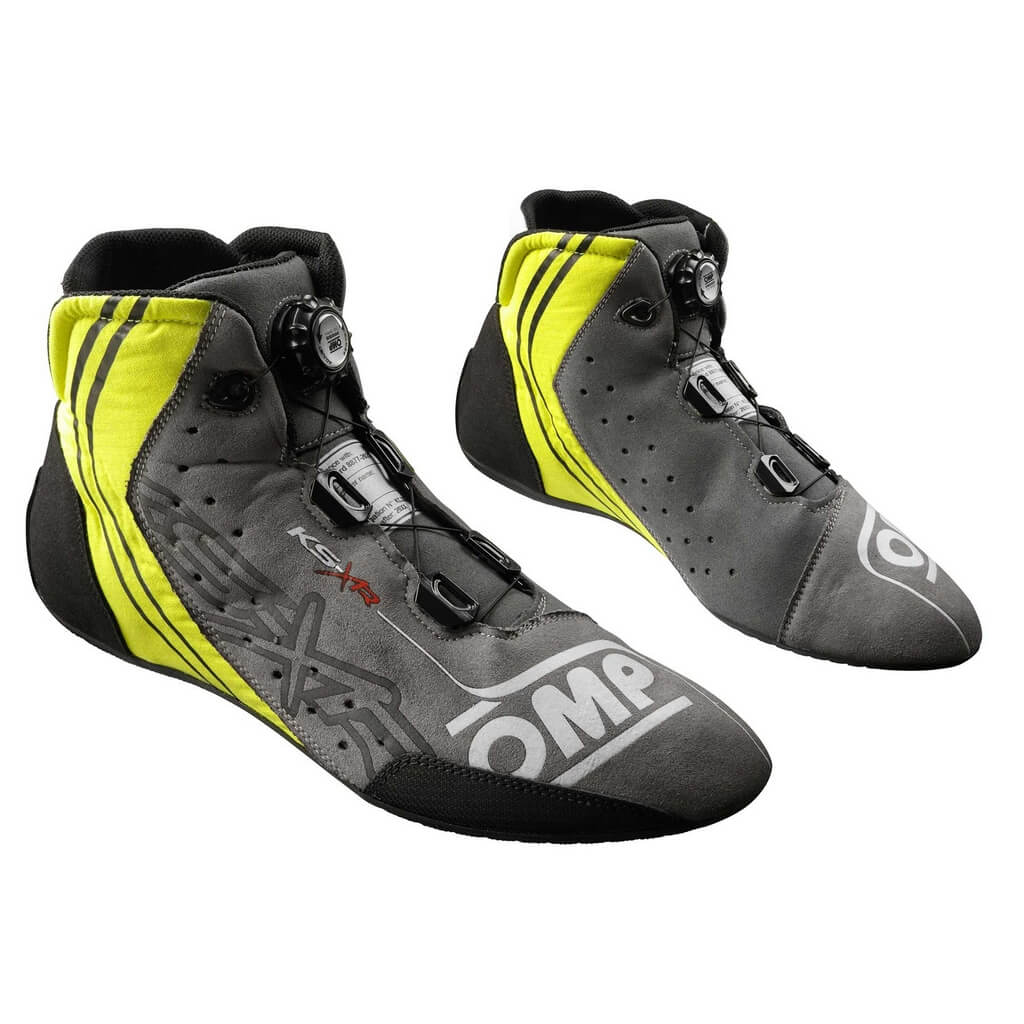 OMP KC0-0834-A01-370-43 Karting Shoes KS-X, FIA 8877-2022, Black / Grey / Fluo Yellow, Size 43 Photo-0