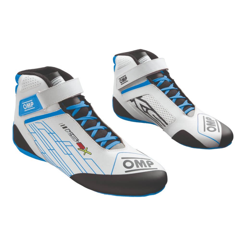 OMP KC0-0839-A01-124-41 Kart Shoes KS-2X, FIA 8877-2022, White/Cyan, Size 41 Photo-0