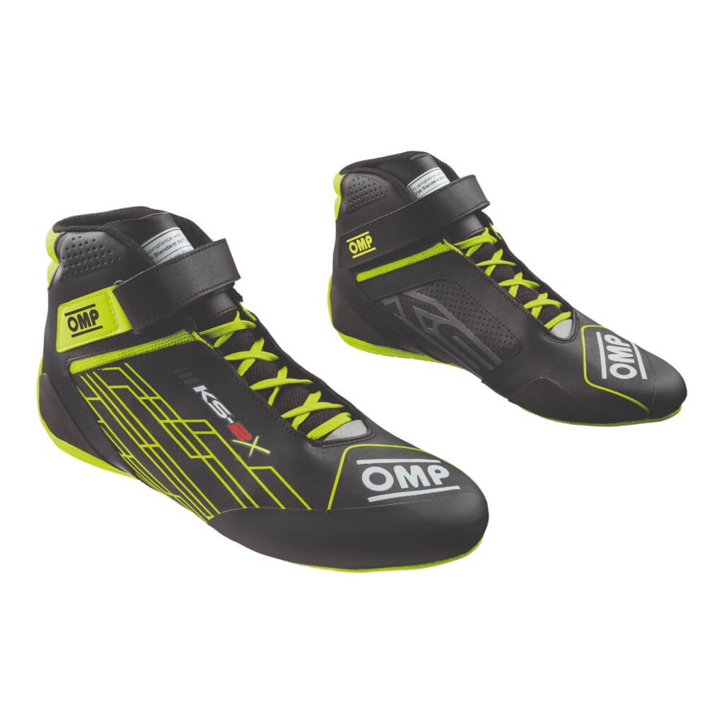 OMP KC0-0839-A01-178-43 Kart Shoes KS-2X, FIA 8877-2022, Black/Fluo Yellow, Size 43 Photo-0