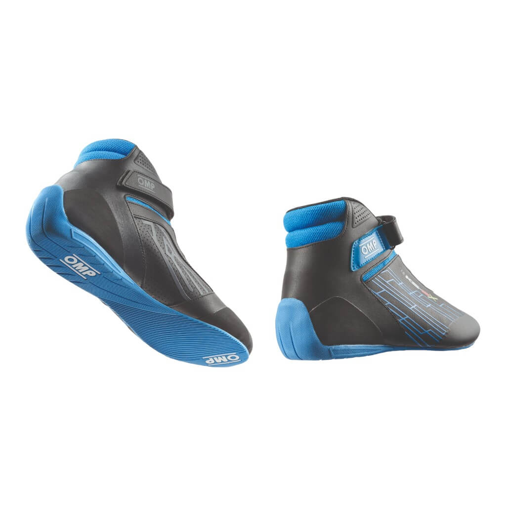 OMP KC0-0839-A01-275-39 Kart Shoes KS-2X, FIA 8877-2022, Black/Cyan, Size 39 Photo-1