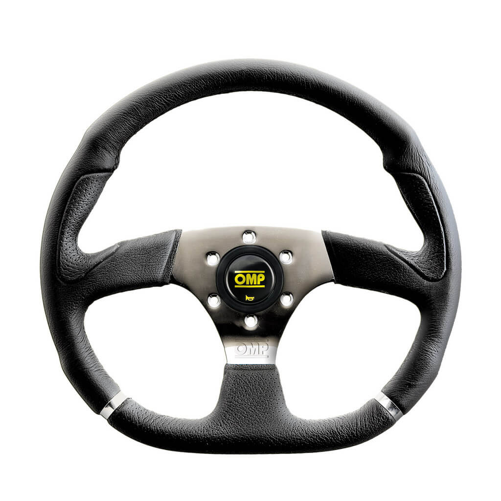 OMP OD0-2018-189 Steering Wheel Cromo 350 x 330mm, Black Leather Photo-0