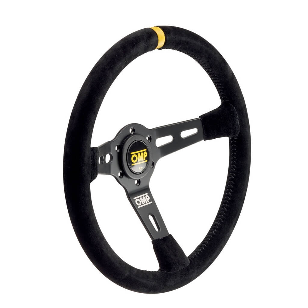 OMP OD0-2055-071 Steering Wheel RS 350mm, Black/Yellow Suede Photo-0