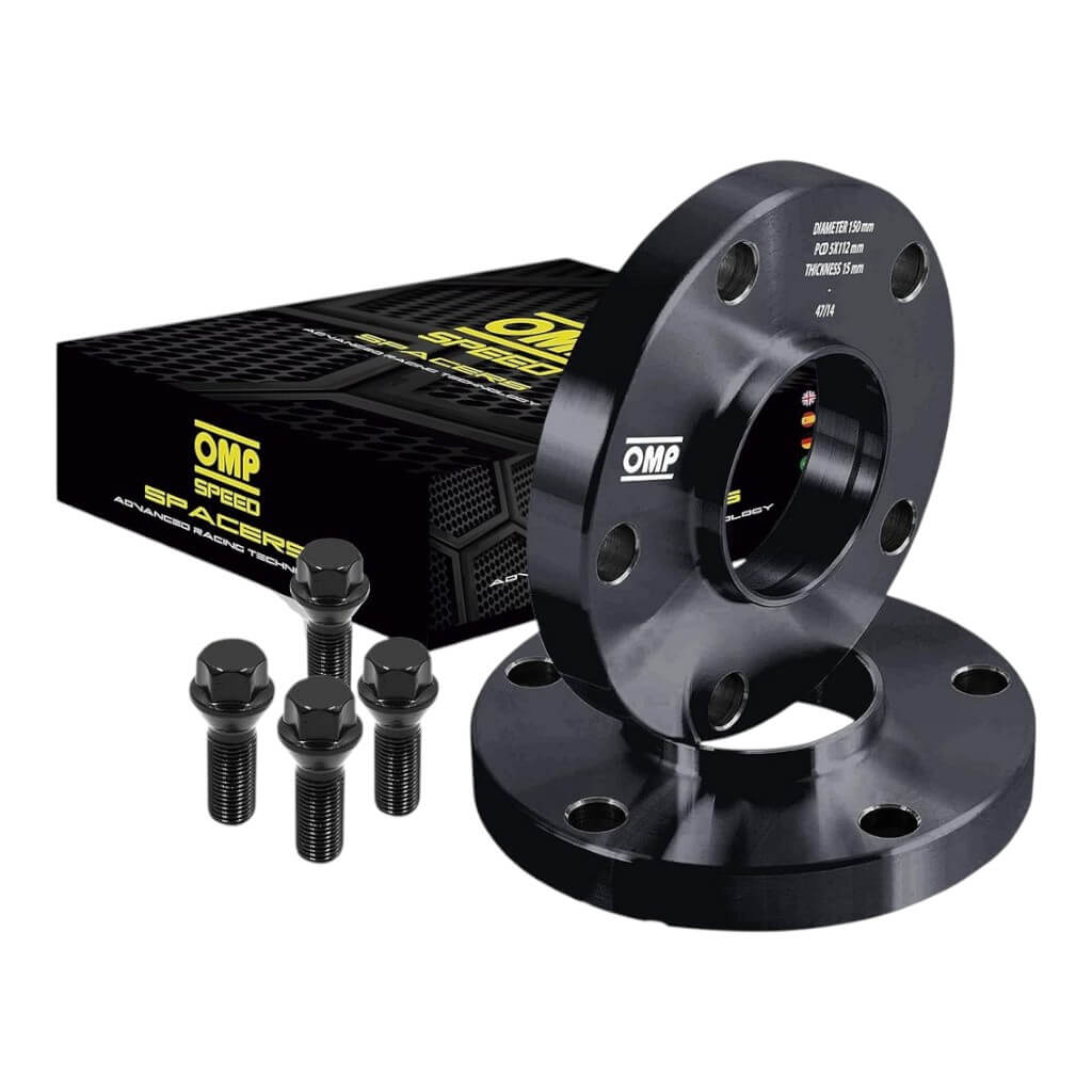 OMP OMPS08641501 Wheel Spacer 5x112 (Thread 14x1.5 Conic+14x1.5 Ball), Black, 2pcs Photo-0