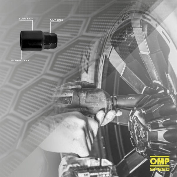 OMP OMPS09721201 Wheel nut SLIM INTERNAL DRIVE STAR 12x1.5 Hex: 17-19 L: 36mm Black 4pcs Photo-0