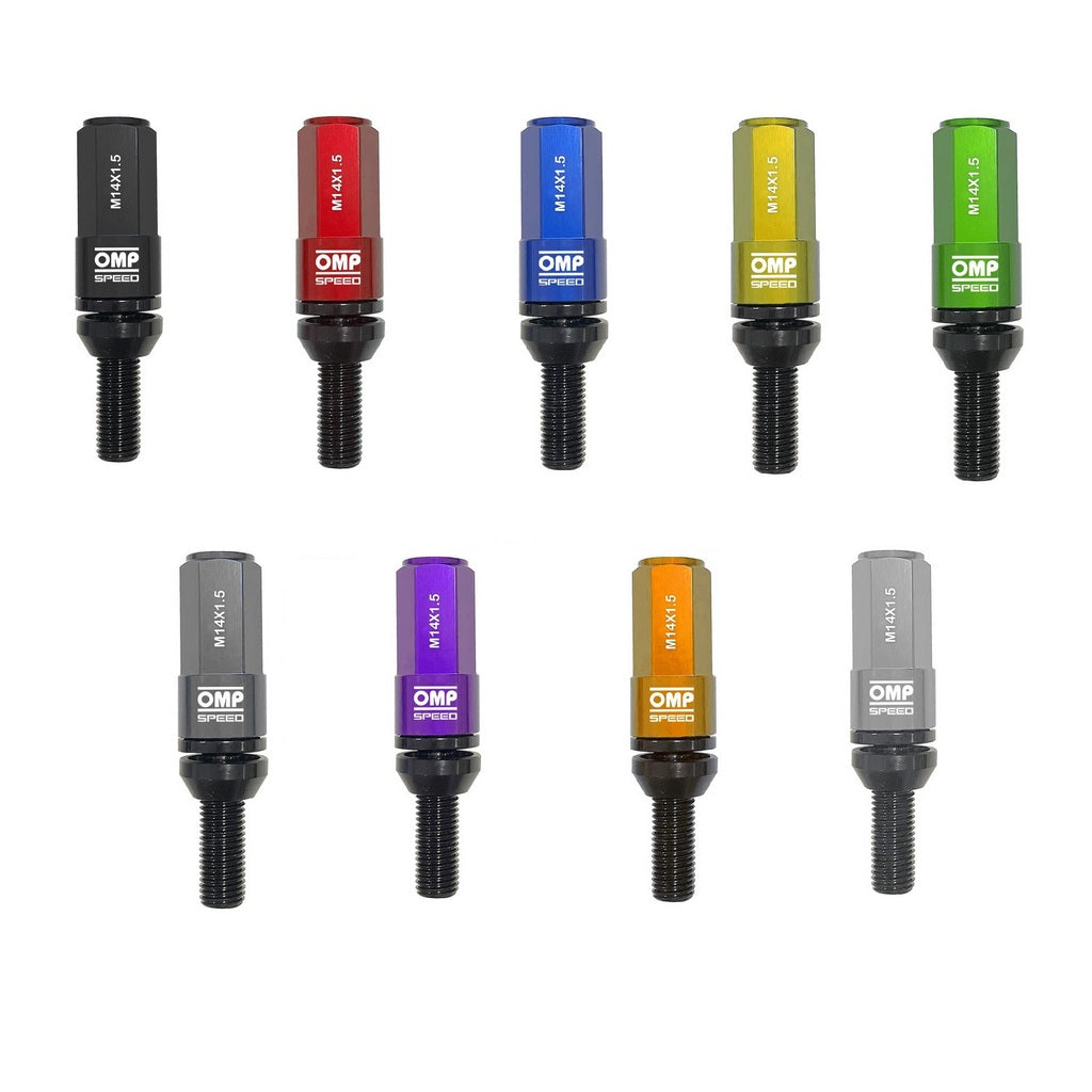 OMP OMPS09981407 Wheel Bolt with Alu.. Shell M14x1.5 Hex: 17-19 L:28mm Blue 20+1/BOX Photo-0