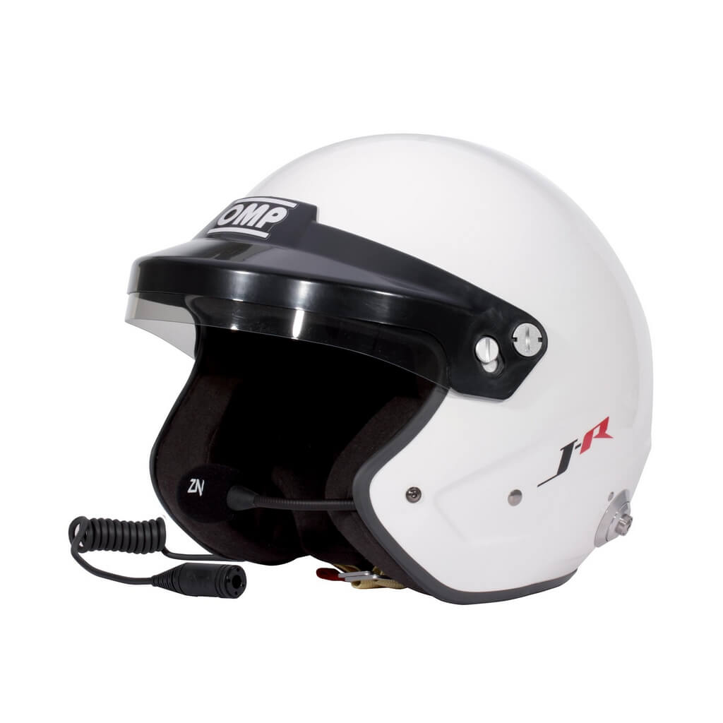 OMP SC0-0801-B01-020-M Open-Face Racing Helmet J-Rally, FIA 8859-2024 White, Size M Photo-0