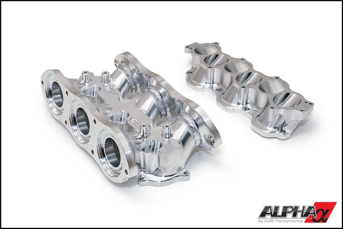 AMS ALP.07.08.0101-5 Cast Plenum / Billet Intake manifold standard fuel rail NISSAN R35 GT-R (clear anodized) Photo-1