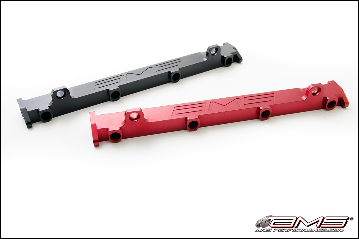 AMS AMS.04.07.0006-1 Aluminum Fuel Rail in Red with Pulsation Dampener MITSUBISHI LANCER EVO X Photo-1 