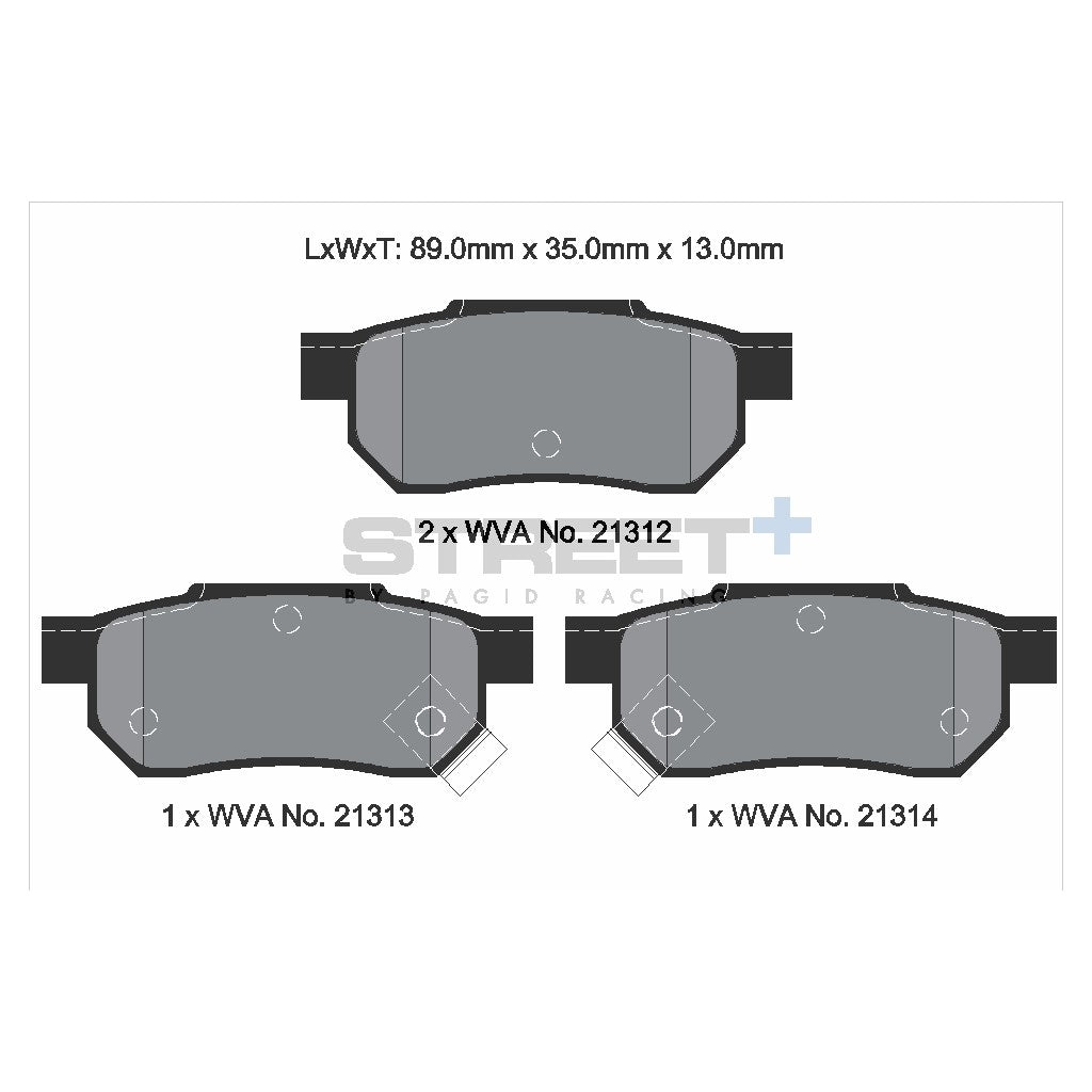 PAGID T8004SP2001 Rear Brake Pads for STREET+ for Honda ACCORD III / CIVIC IV, VI / CRX Photo-1
