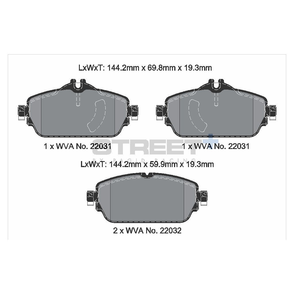 PAGID T8008SP2001 Front brake pads STREET+ for MERCEDES-BENZ C-Class (W205) / E-Class (W213) / GLA (X156) Photo-1