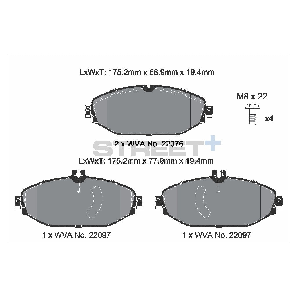 PAGID T8010SP2001 Front Brake Pads for STREET+ for MERCEDES-BENZ C-Class (W205) / E-Class (W213) Photo-1