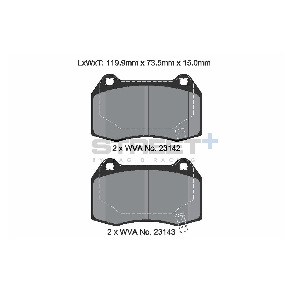 PAGID T8019SP2001 Front brake pads STREET+ for HONDA Integra Coupe (DC5) NISSAN Skyline Coupe (R32) / 350Z (Z33) Photo-1