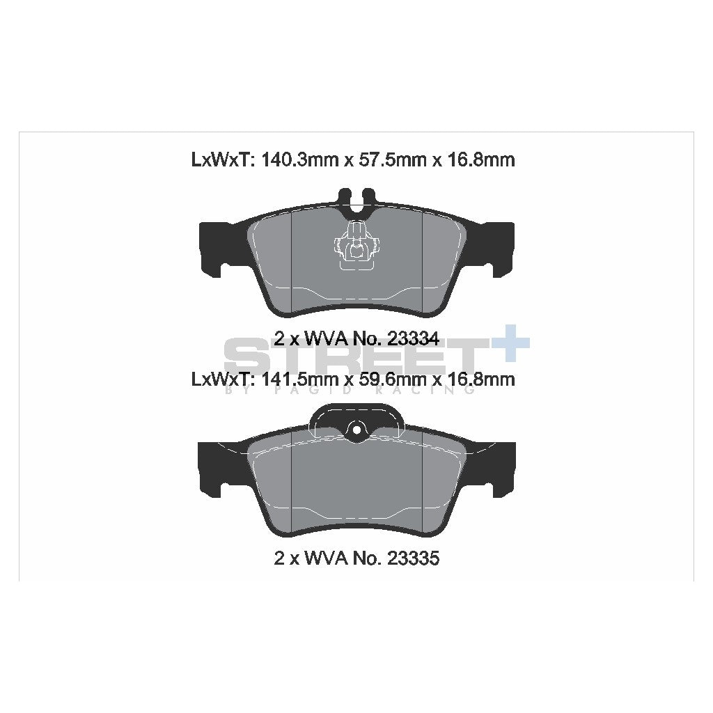 PAGID T8029SP2001 Rear brake pads STREET+ for MERCEDES-BENZ CLS (C218, C219) / E-Class (W211, S211) / S-CLASS (W220) Photo-1