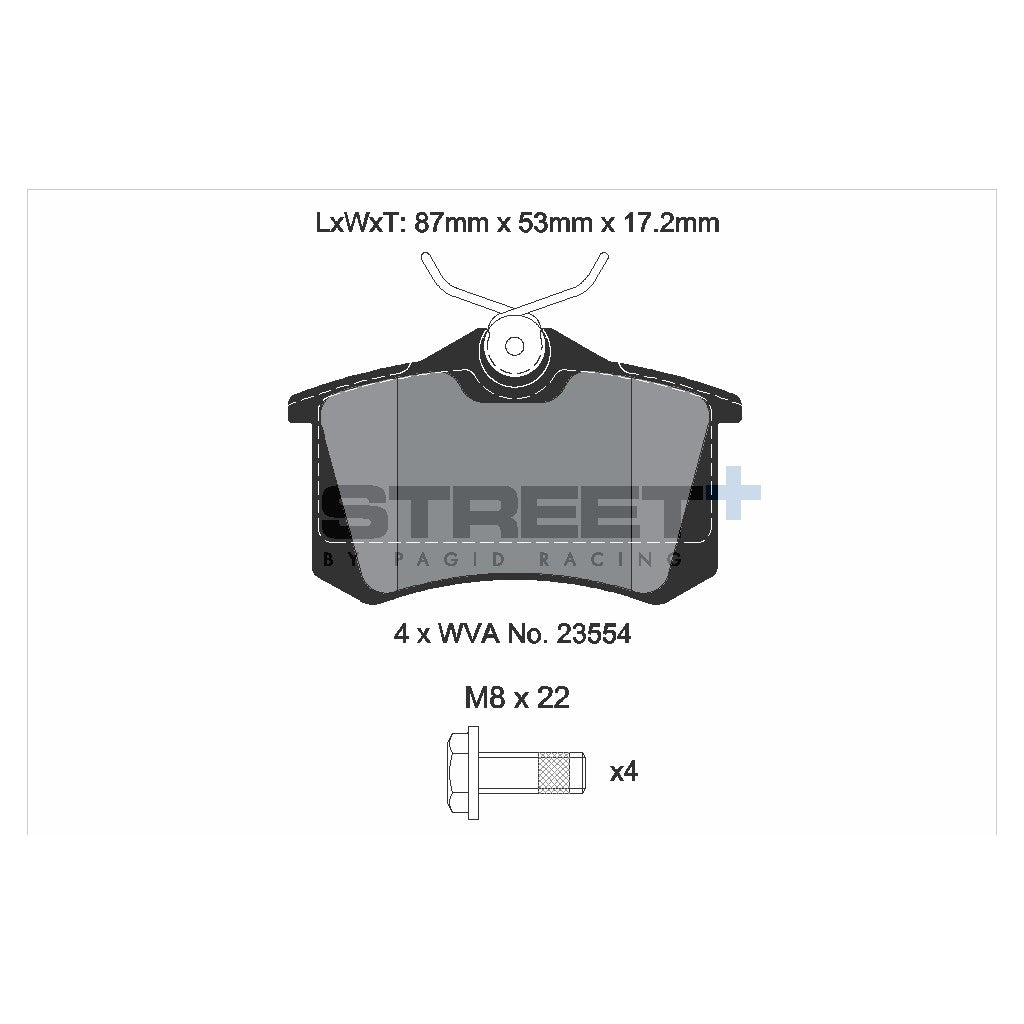 PAGID T8032SP2001 Rear Brake Pads STREET+ for AUDI A6 C5 (4B2) / VW Golf IV Photo-1