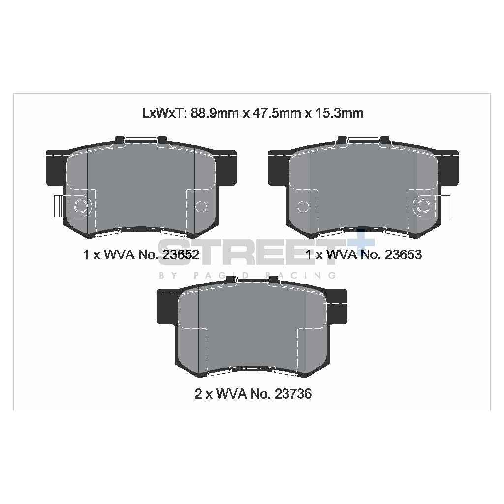 PAGID T8034SP2001 Rear Brake Pads STREET+ for HONDA Accord VII Tourer / ACURA RDX Photo-1
