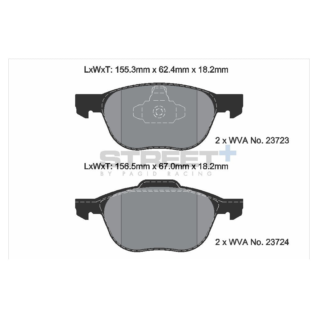 PAGID T8041SP2001 Front brake pads STREET+ for FORD C-MAX/ECOSPORT/FOCUS II-III / MAZDA 3 / VOLVO S40 Photo-1