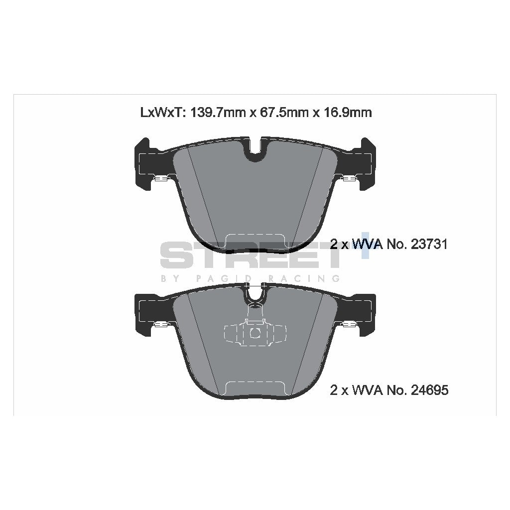 PAGID T8043SP2001 Rear Brake Pads for STREET+ for ALPINA B7 / BMW 5 Gran Turismo (F07) / BMW 7 (F01, F02, F03, F04) Photo-1