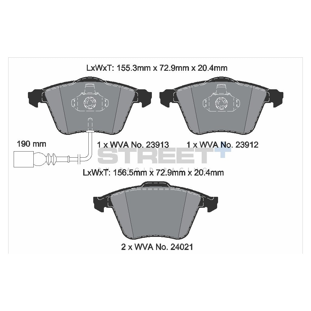 PAGID T8048SP2001 Front brake pads STREET+ for AUDI A3 (8Px) / AUDI TT (8Jx) / VW GOLF VI Photo-1