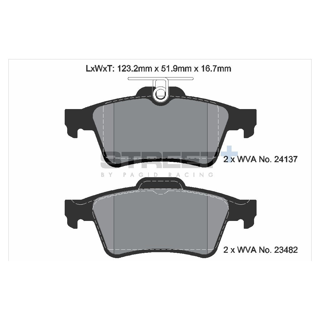 PAGID T8057SP2001 Rear brake pads STREET+ for JAGUAR XJ / FORD FOCUS II-III / VOLVO S40 Photo-1