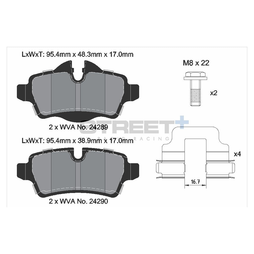 PAGID T8066SP2001 Rear brake pads STREET+ for MINI (R55-R59) Photo-1