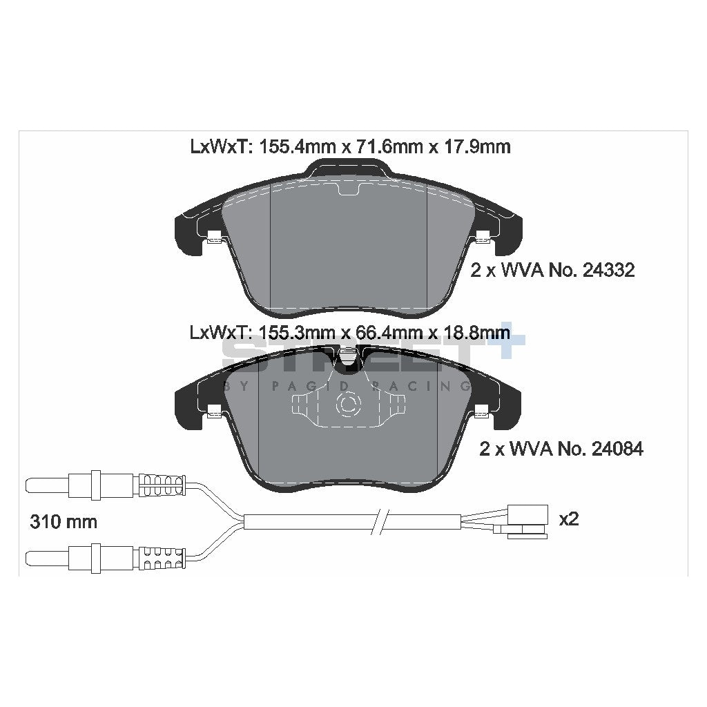 PAGID T8069SP2001 Front brake pads STREET+ for CITROËN C5 / PEUGEOT 508 Photo-1