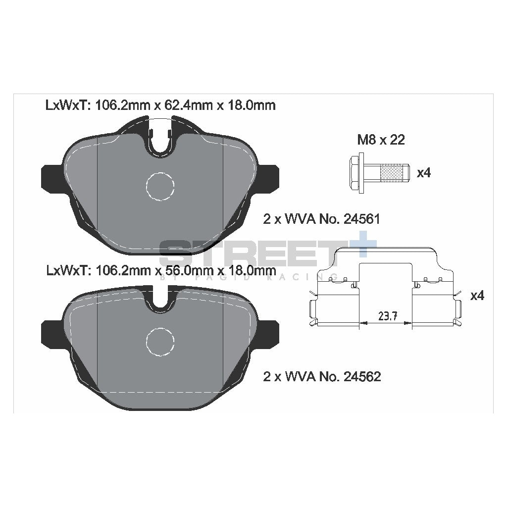 PAGID T8079SP2001 Rear Brake Pads for STREET+ for BMW 5 (G30, F90) / 7 (G11, G12) / X4 (G02, F98) Photo-1