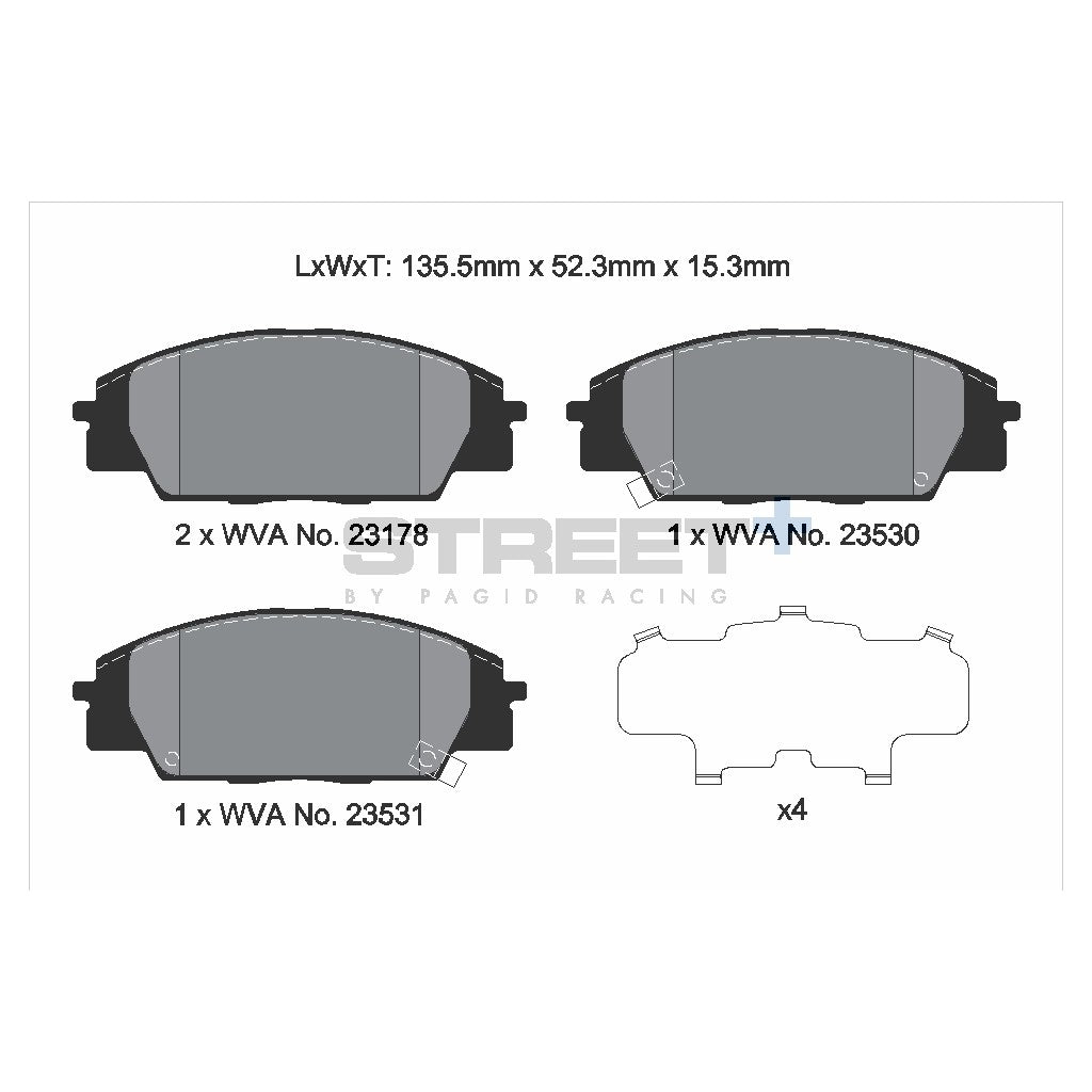 PAGID T8166SP2001 Front Brake Pads for STREET+ for HONDA S2000 (AP) / Civic VIII Hatchback (FN, FK) Photo-1