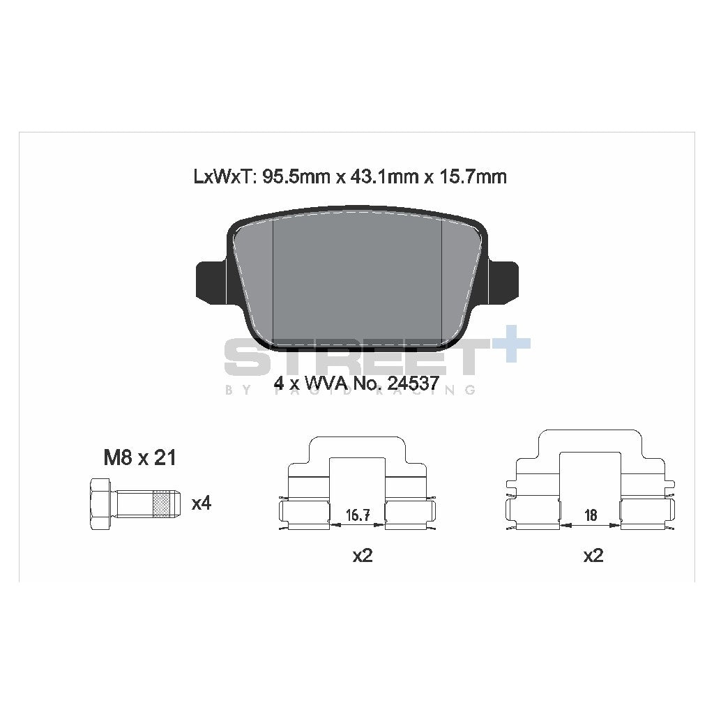 PAGID T8189SP2001 Rear Brake Pads STREET+ for FORD Mondeo (BA7) / S-MAX (WA6) Photo-1