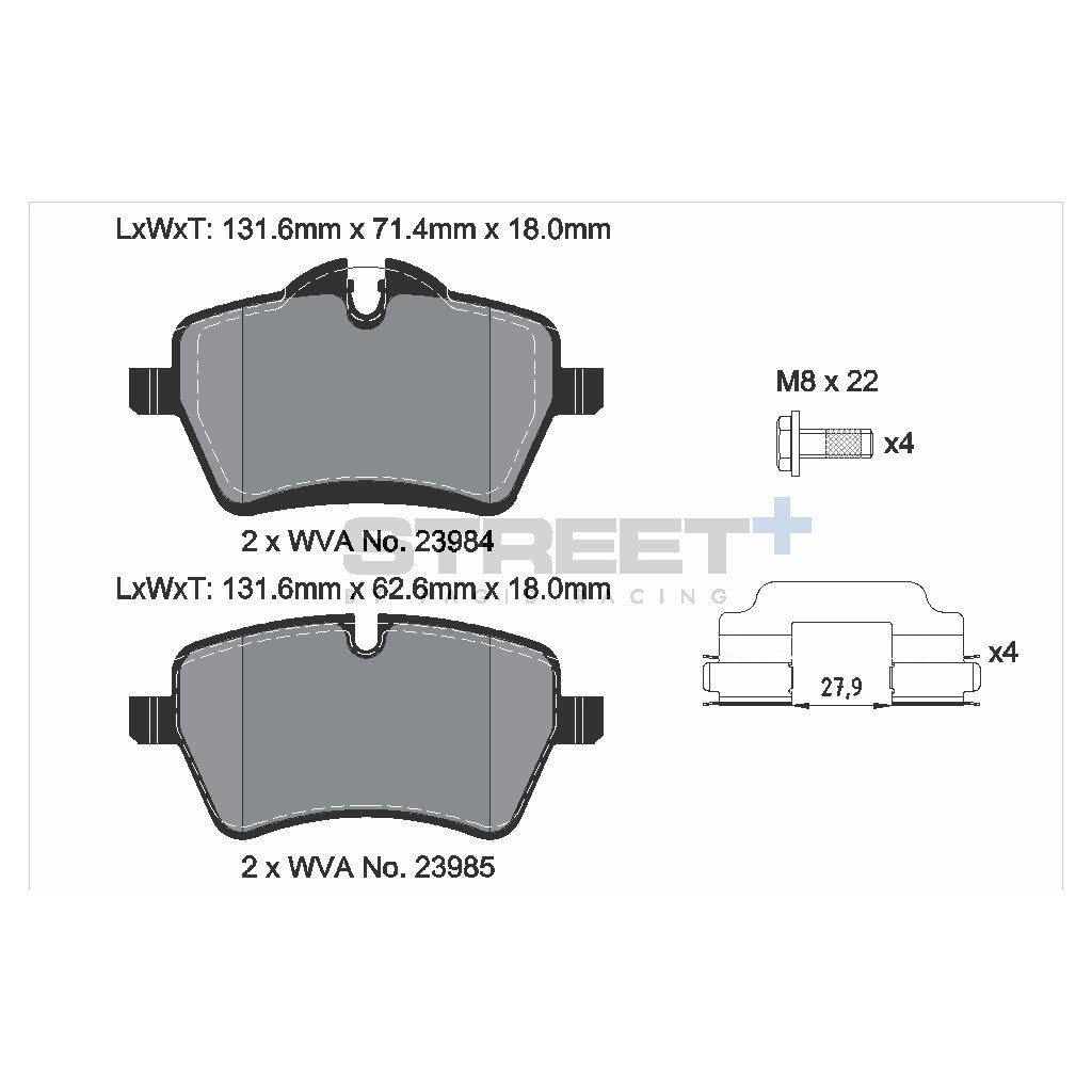 PAGID T8303SP2001 Front Brake Pads STREET+ for MINI Cooper S (R58/R59) Photo-1