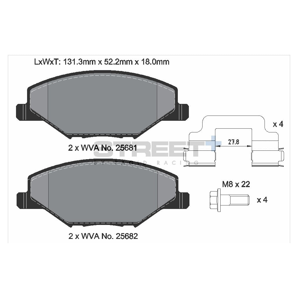 PAGID T8304SP2001 Front Brake Pads STREET+ for SKODA Rapid / VW Polo V Photo-1
