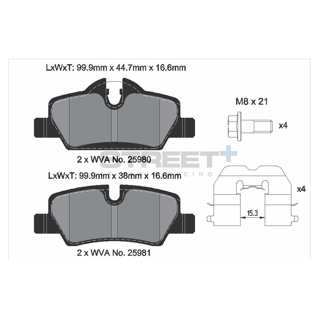 PAGID T8305SP2001 Rear Brake Pads for STREET+ for MINI Cooper (R56/R57) Photo-1