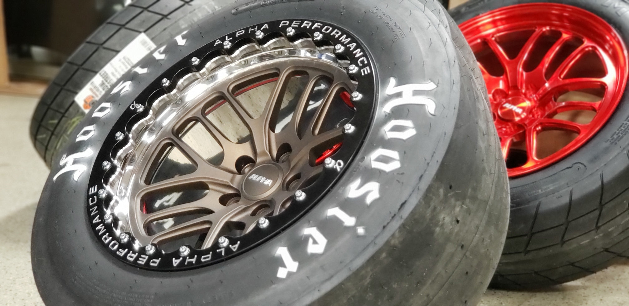 AMS ALP.07.11.0201-1 Rear Beadlock Wheel w / HOOSIER Slicks (pair, 17X10", 2-Piece) Photo-0
