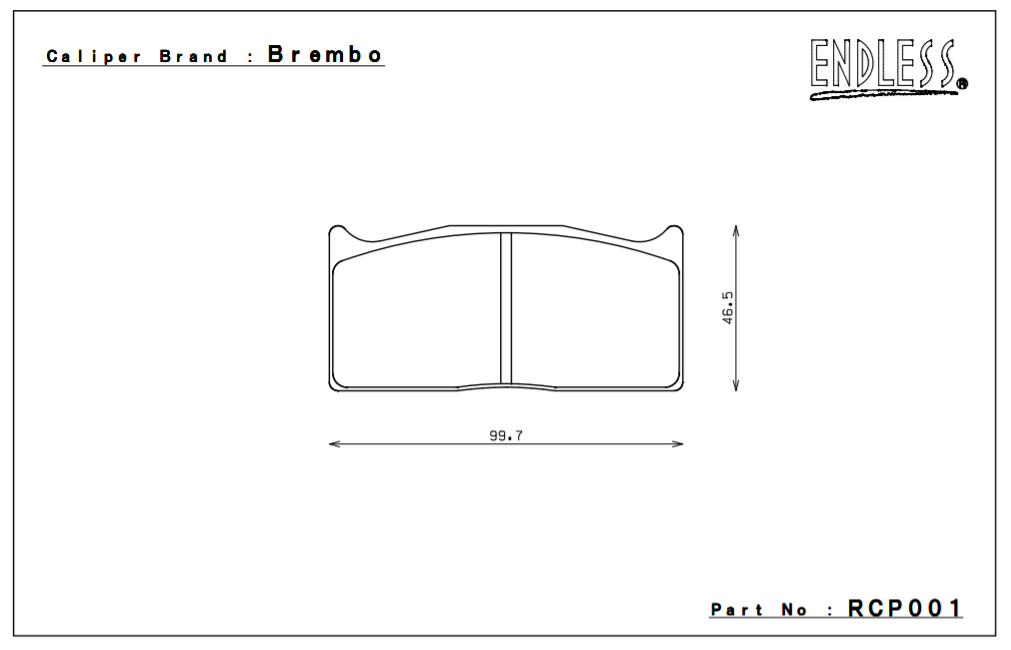 ENDLESS RCP001MX72 Rear brake pads 20mm 4-Piston Brembo caliper XA7.G0.11/12, XA7.G1.53/54 MITSUBISHI Evo Gr.N VO Photo-0