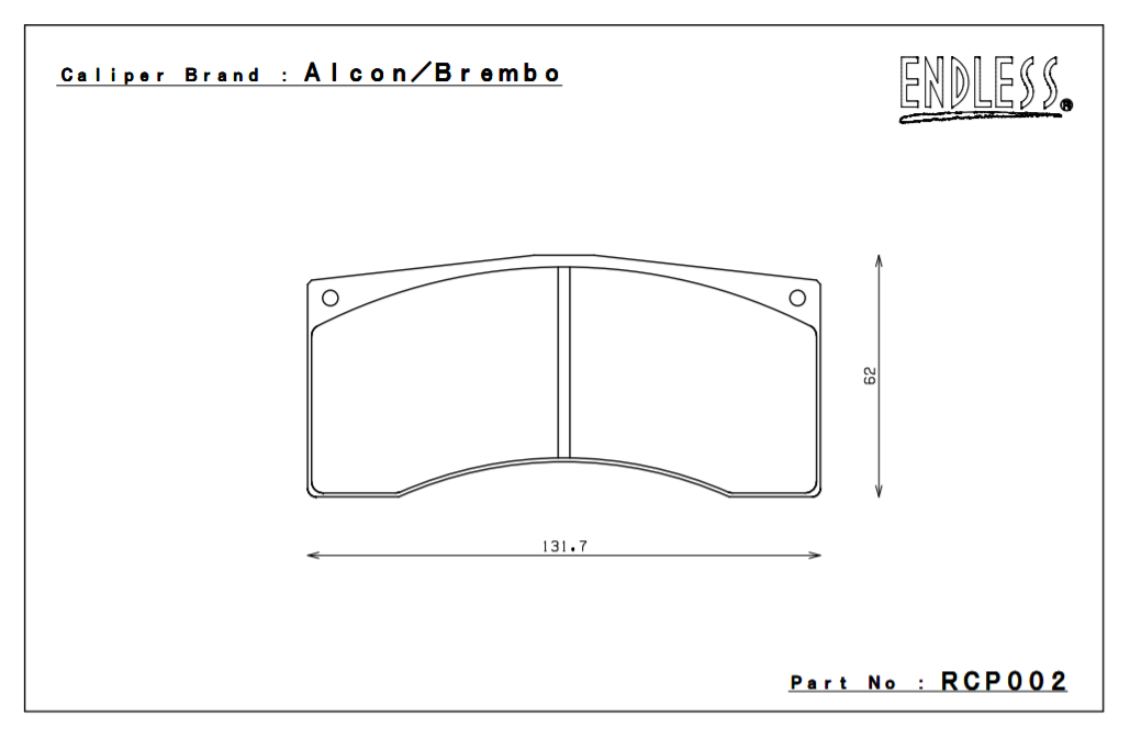 ENDLESS RCP002ME20 Brake pads 25mm 4-Piston Brembo caliper XA6.H7.11/14, XA8.30.11 Photo-0