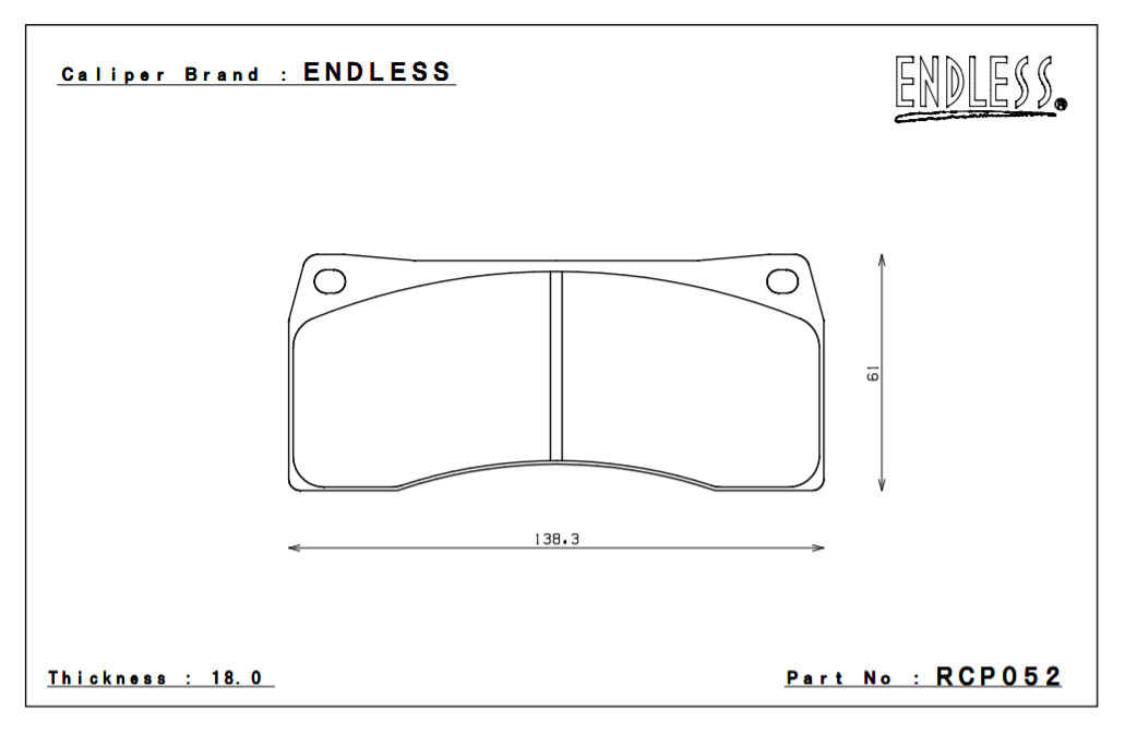 ENDLESS RCP052MX72 Brake pads 18mm 6-Piston caliper EC670 Photo-0