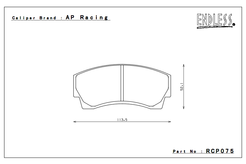 ENDLESS RCP075ME20 Brake pads 16mm 4-Piston AP Racing caliper CP5100/5120 Photo-0