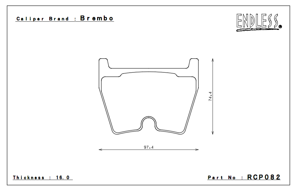 ENDLESS RCP082MX72 Brake pads 16mm Brembo caliper Photo-0