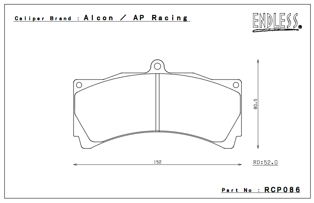 ENDLESS RCP086MA45B Brake pads 25mm 6-Piston AP Racing caliper CP5555 Photo-0
