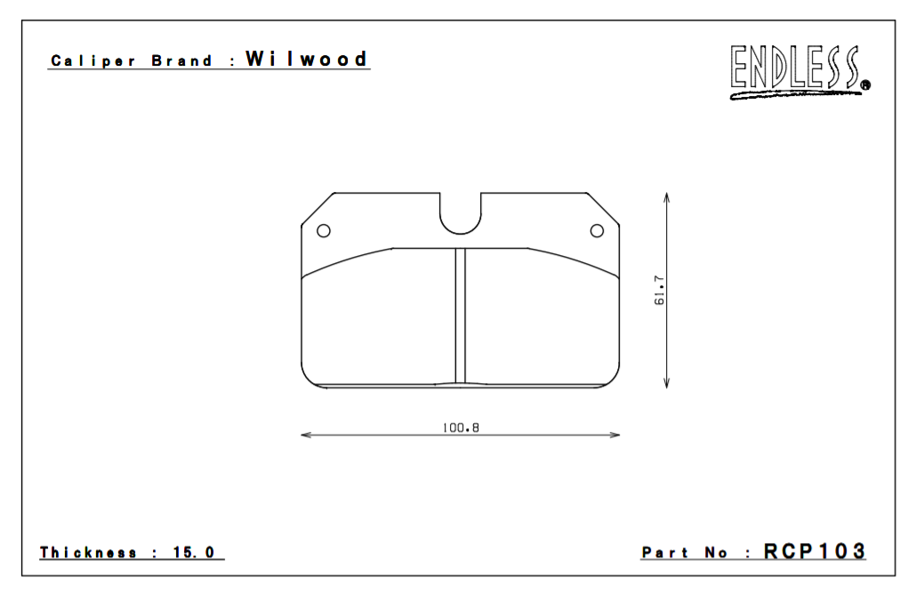 ENDLESS RCP103ME20 Brake pads 15mm 4-Piston Wilwood caliper Photo-0
