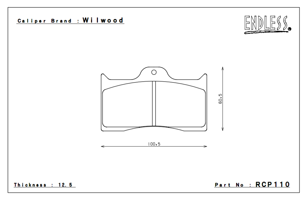 ENDLESS RCP110MX72 Brake pads 12,5mm 4-Piston Wilwood caliper DL Photo-0