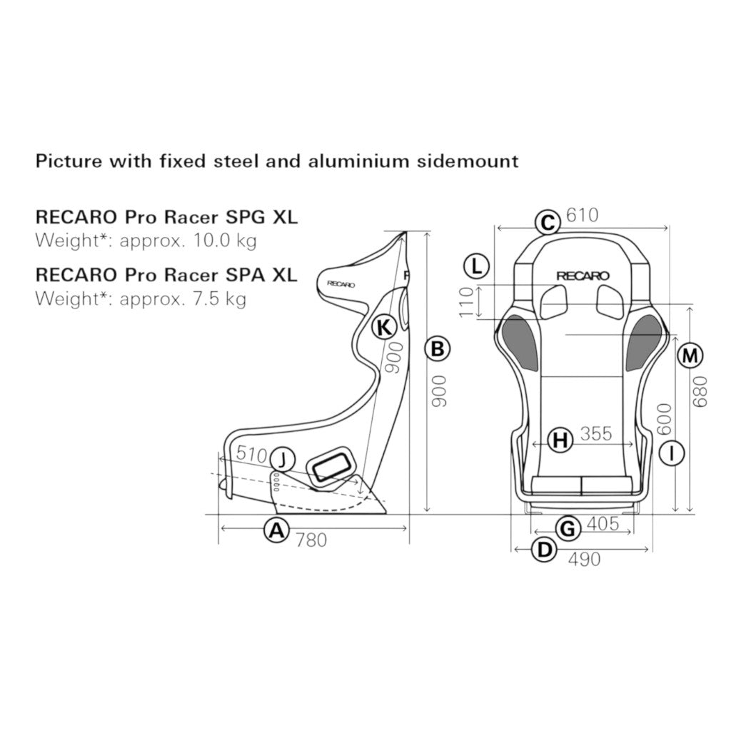 RECARO 071.38.0630 Racing Seat Pro Racer SPG XL HANS (FIA Approved) Velour Black Photo-2