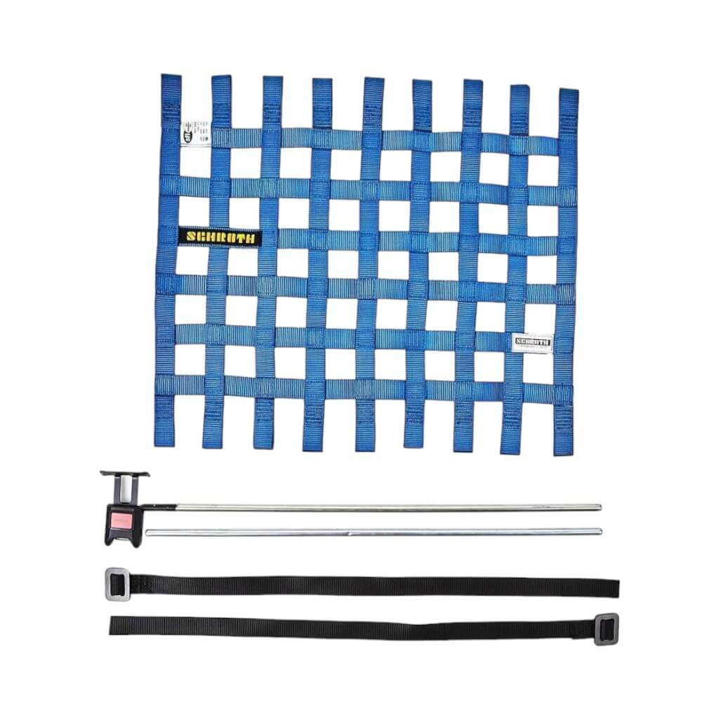 SCHROTH 09545-1 Right Window Net with Hardware 525 x 467mm SFI/FIA, Blue Photo-0