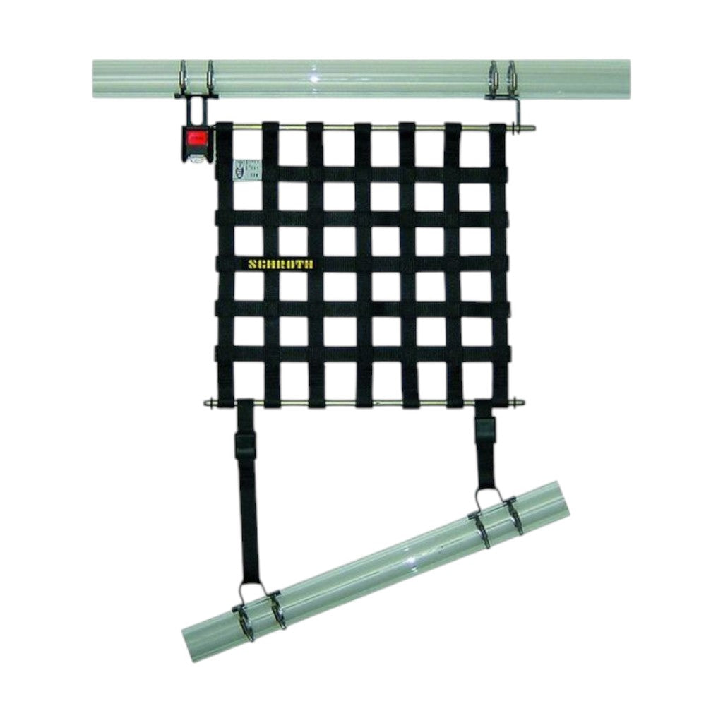 SCHROTH 09543-0 Right Window Net with Hardware 400 x 405mm SFI/FIA, Black Photo-0