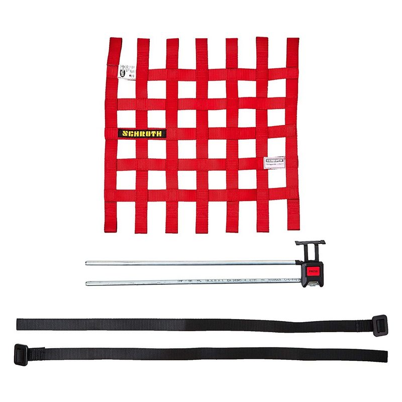 SCHROTH 09543-2 Right Window Net 400 mm x 405 mm (15.75“ x 16“) Red SFI/FIA Photo-0
