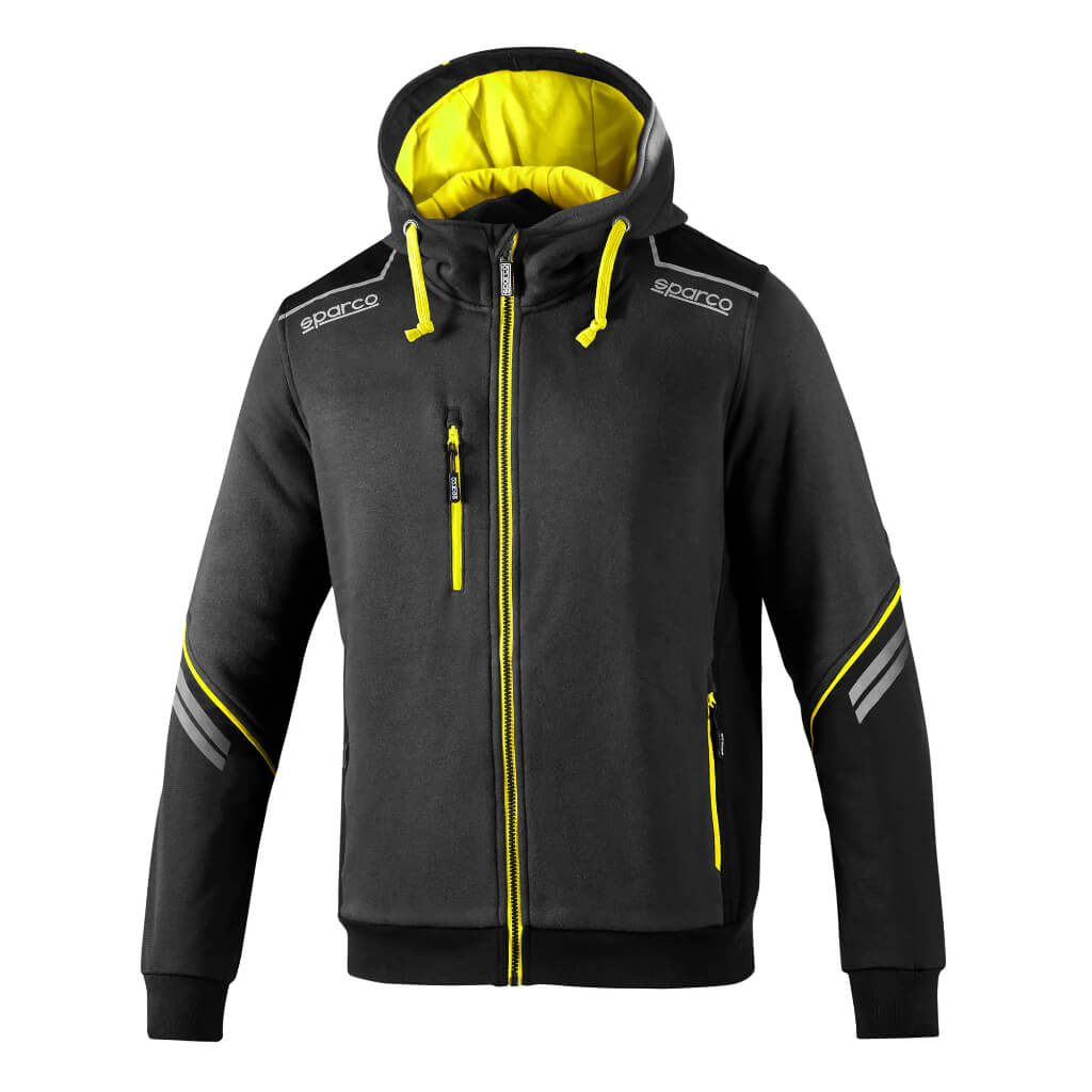 SPARCO 02414GSGF6XXX TECH Hooded Full Zip, grey/yellow fluo, size XXXL Photo-0