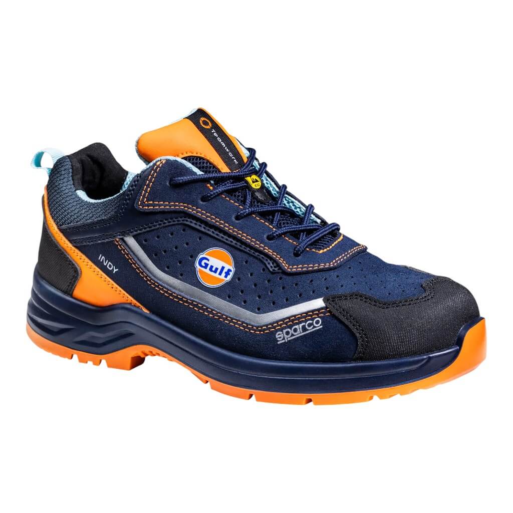 SPARCO 07538GU35BMAF Mechanics Shoes Indy Meteor Gulf S1PS, Navy Blue/Fluo Orange, Size 35 Photo-0